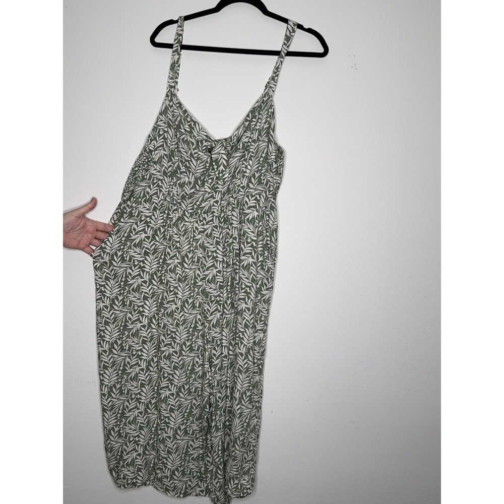 As U Wish Green Tropical Leaf Print Smocked Wide Leg Jumper Plus Size 3X - Picture 3 of 6
